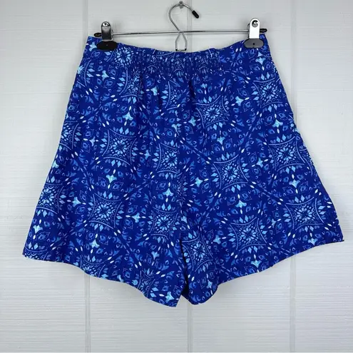 Maeve Anthropologie Blue Geometric Patterned Shorts Elastic Waist Cotton 8