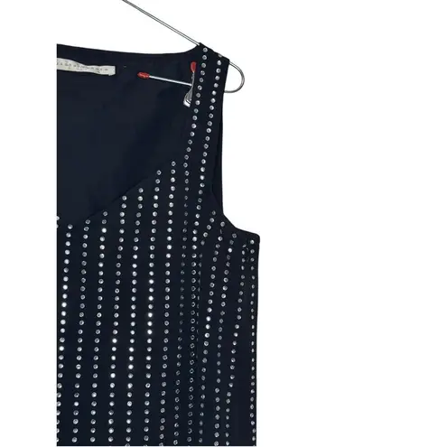 Susana Monaco Womens Dress Midi Back Side Zip Beaded Sleeveless V-Neck Medium