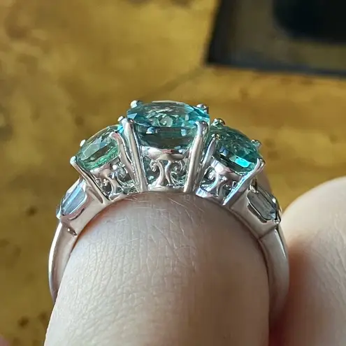 Teal Color Changing Fluorite Sterling Silver Ring Size 7