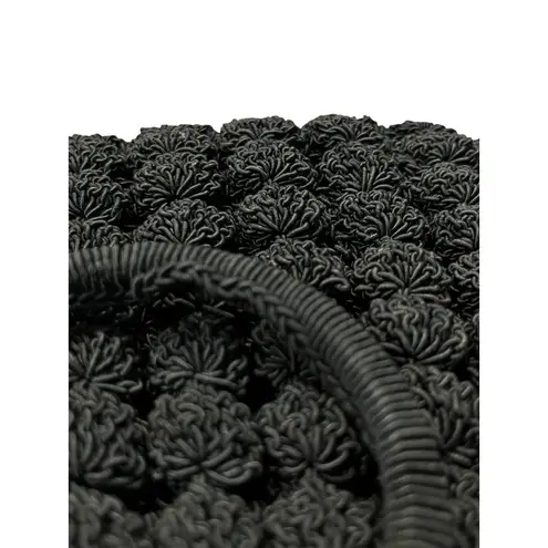 Vintage Black Crocheted Popcorn Stitch Handbag Small Purse Mid Century Used
