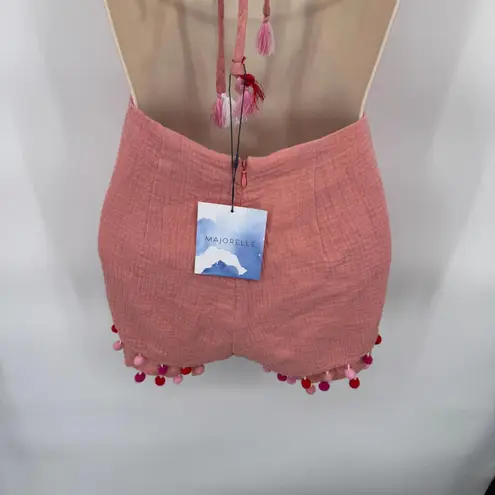 Majorelle Revolve Coquette Festival Romper Womens Small Pink Pom Pom Cotton NEW