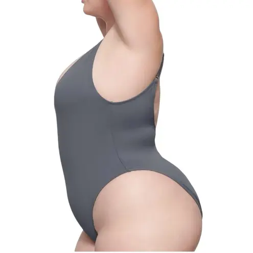 SKIMS Scoop Neck One Piece Swimsuit in Gunmetal Grey 4X