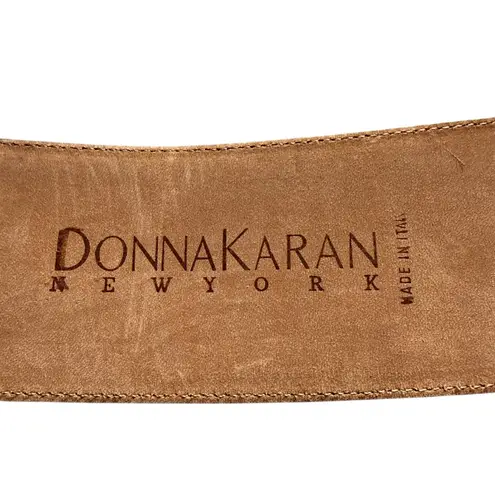 Donna Karan vintage genuine leather burgundy lizard embossed wide velcro belt M