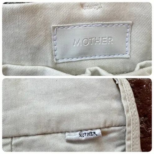 NWT MOTHER Women The Shaker Prep Short Fray High Rise Vanilla Size 24 raw hem Tan
