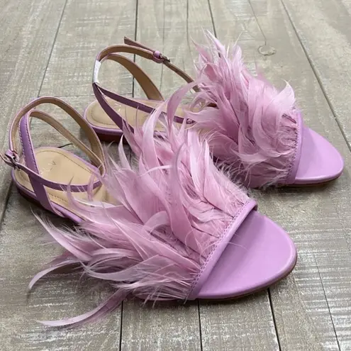Pour La Victoire NEW! Layla Size 6 Feathered Leather Ankle Strap Sandals Purple
