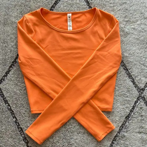 Lululemon  Wunder Train Cropped Long Sleeve Orange Frappe Size 6