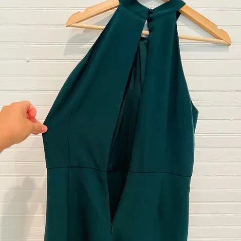 Julia Jordan Women's Green Crossed Neck Keyhole Jumpsuit Size 12 Solid Crepe