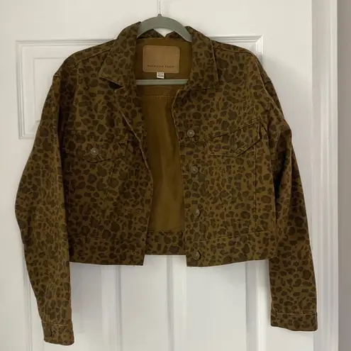 American Eagle  Cheetah Print Jean Jacket