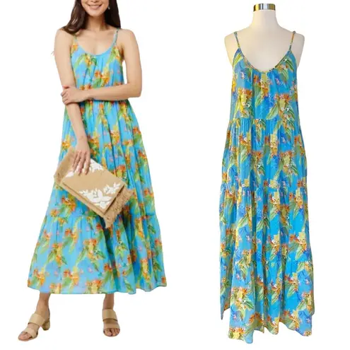 Roberta Roller Rabbit ROLLER RABBIT Dakota Maxi Dress Floral Caprice Blue Sleeveless Cotton Small NWT
