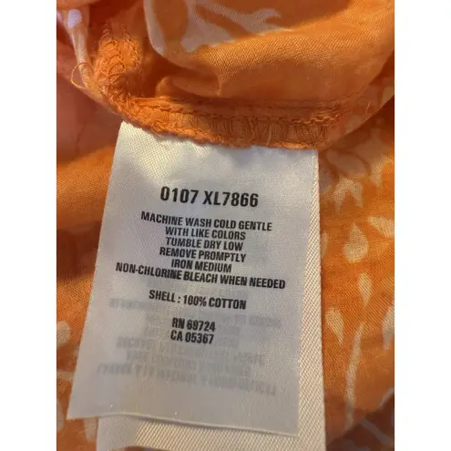 Columbia Women's Orange Floral Blouse Top Boho Cottage Core Gorpcore Medium