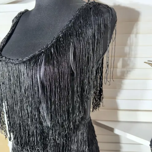California Costumes Flapper Dress Fringe Mesh Stockings Stretchy Black sz S