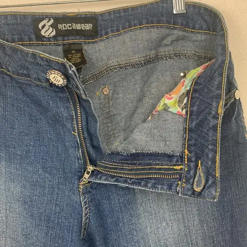 Rocawear womens 18 xl denim jeans straightleg printed logo embroidered hiphop 00