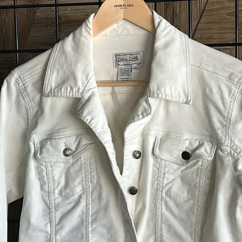 Live a Little  Womens Corduroy Jacket Medium Bone Ivory Blazer Button Front Boho