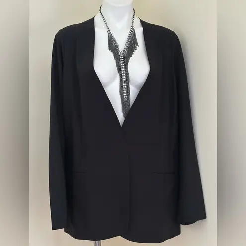 Athleta  Classic Black Blazer Avenue 1 snap button eurolux Stretchy Fabric Sz 20