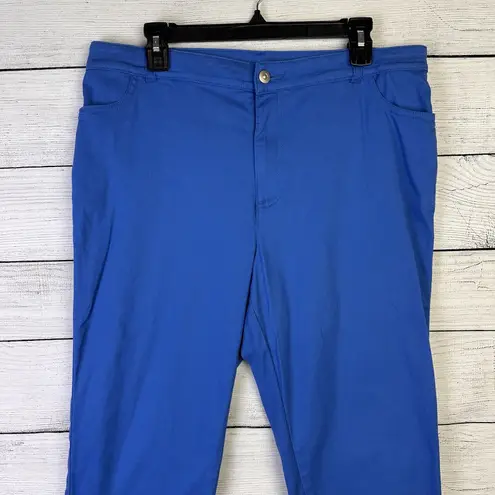 Soft Surroundings Ankle Length Pants Blue Embroidered Women's Size 14 Casual