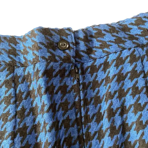 Long Houndstooth Pattern Pencil Skirt Blue Size 10