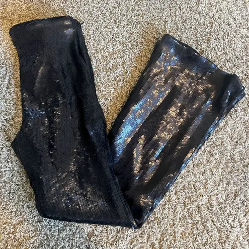 Future Collective Black Matte Sequin Flare Pants in Women's Size 8
