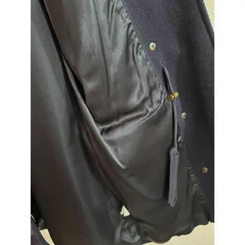 J Crew Wool Coat Italian Stadium Cloth Nello Gori Size 6 Dark Academia Preppy Blue