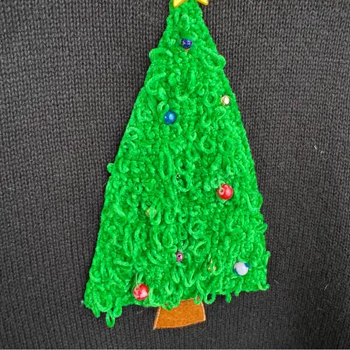 Lisa International Christmas patchwork cardigan size large Black