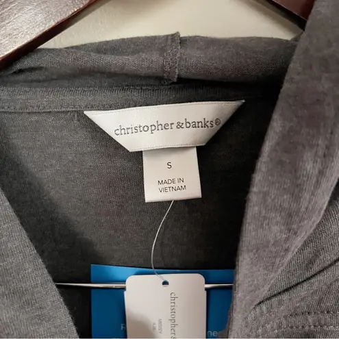 Christopher & Banks Gray Long Length Lightweight Tie Waist Hoodie Size Small NEW