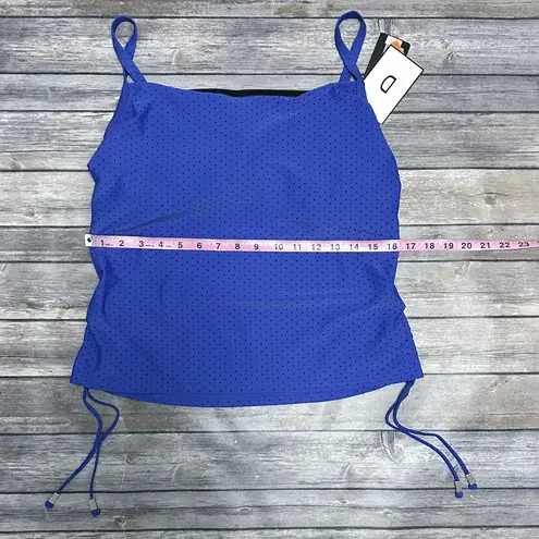Skye Cobalt Blue Velveteen Polka Dot Tankini NOS Medium D Cup Underwire Ruching