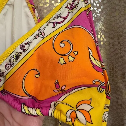 Juicy Couture Vintage Y2K  Pink Orange Yellow Triangle Bikini Swim Top L NWT