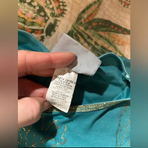 Blair Fall Vintage Teal Longsleeve W/ Gold Leaves Medium