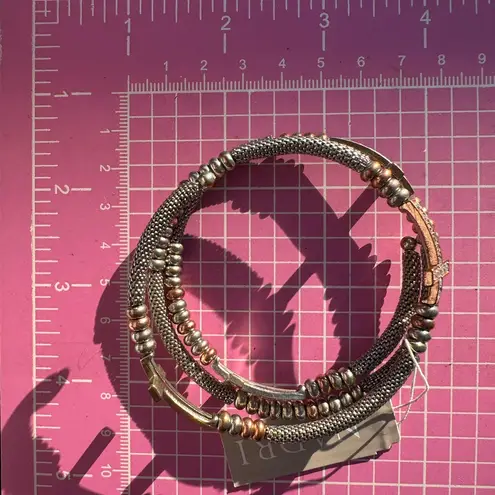 Vintage Nadri Matte diamond paved Elegant rose gold&silver 2 tone cross Bracelet Silver