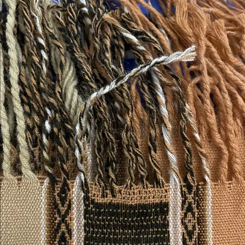 Handmade Brown Handwoven Peruvian Wool Wrap Shawl Andean Pattern 26x74