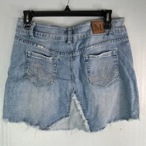 Metro M Cotton Light Wash Sparkle Denim Jeans Mini Skirt