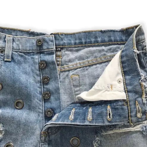 LF  Carmar Edgy Destroyed Grommet Denim Shorts