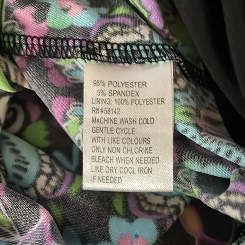 London Times Multicolor Cap Sleeve Above the Knee Dress Keyhole Back Size 10