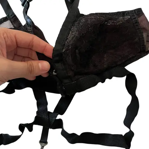 Vintage Gossard Sta-Lo Nylon Lace Black Bralette with Front Closure-Size 32 A