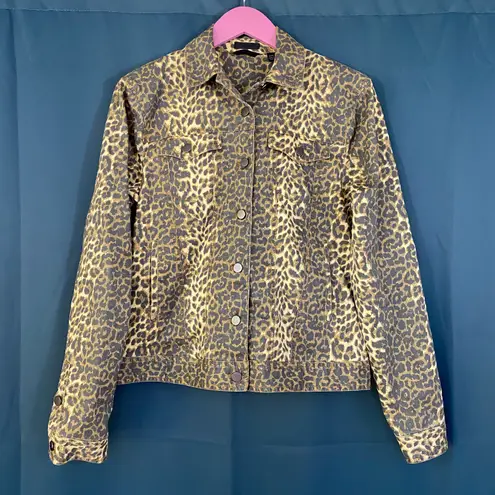 Anthony Thomas Melillo ATM Leopard Button Front Denim Jacket