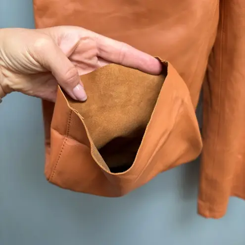 Genuine Sheepskin Leather Pull On Pants in Caramel XS Brown