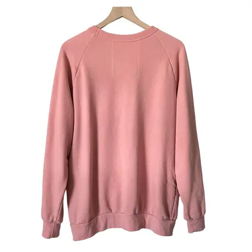 Aviator Nation Women's Heart Embroidery Relaxed Crew Sweatshirt in Pink Size XL