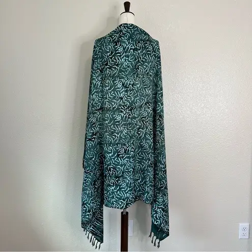 Boho Beachy Green Tie Dye Leaf Fringe Sarong or Beach Blanket