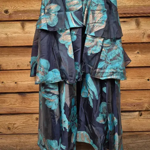 Aidan Mattox Jacquard Floral One Shoulder Gown