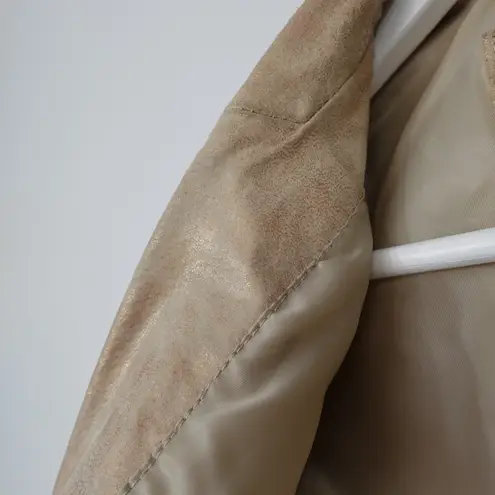 Vintage Y2K New York & Company Copper Gold Shimmer 100% Leather Blazer Size 2