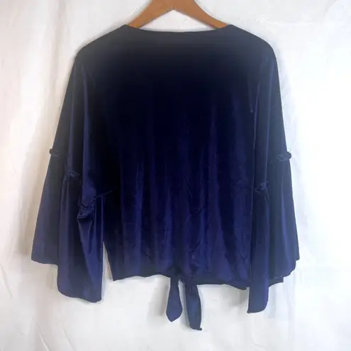 Lavender Field Velvet Vneck Statement Sleeve Blouse Tie Waist Size Medium VTG