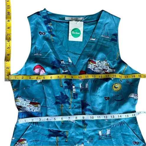 BODEN Dress 12 100% Cotton Resort Boho Beach RARE Riviera Mediterranean Seaside Blue