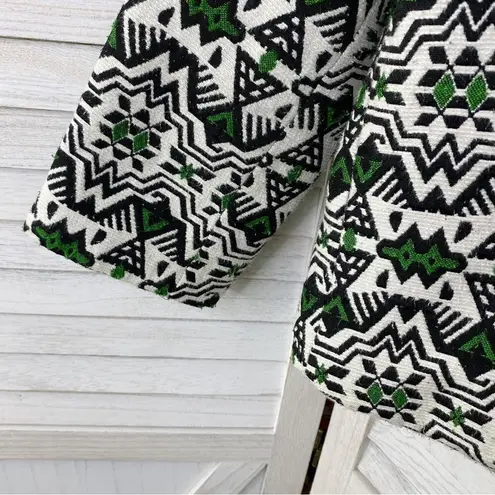 Designed by BLING Aztec Print Dobby Weave Boho Jacket Green White Black Small