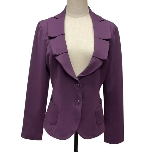 Sandro Sportswear Purple 2 Button Blazer Jacket Pleated Collar Lined Size M