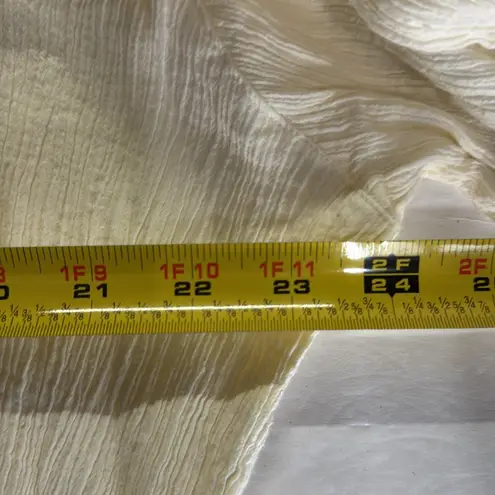 Bonjour vintage ruffle collar Cream butter yellow peasant boho top crinkle