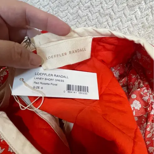 Loeffler Randall NWT Laney Short Dress Red Rosette Floral Cotton Cottagecore