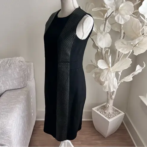 Akris Black Wool And Leather Dress Sleeveless Midi Dress