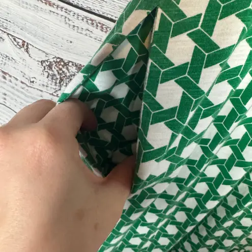 BODEN Emma Tiered Jersey Midi Dress Tencel Summer Kelly Green White US 2