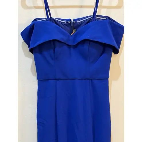 Bariano Australia Off Shoulder Sweetheart Neck Dress Gown With Train Blue Size 4