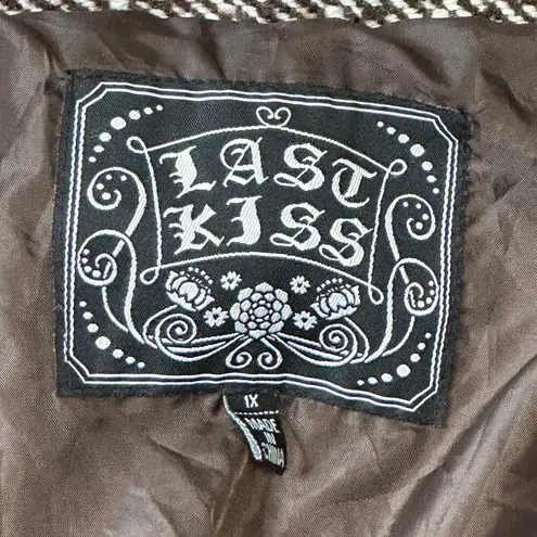 Last Kiss Vintage Tweed Dark Academia Pea Coat Jacket Plus Size 1X 90s