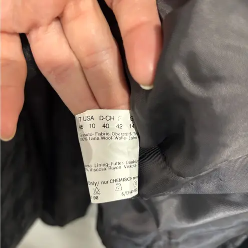 Cinzia Rocca Due Womens Wool Pea Coat Toggle Up Houndstooth Gray Black US 10